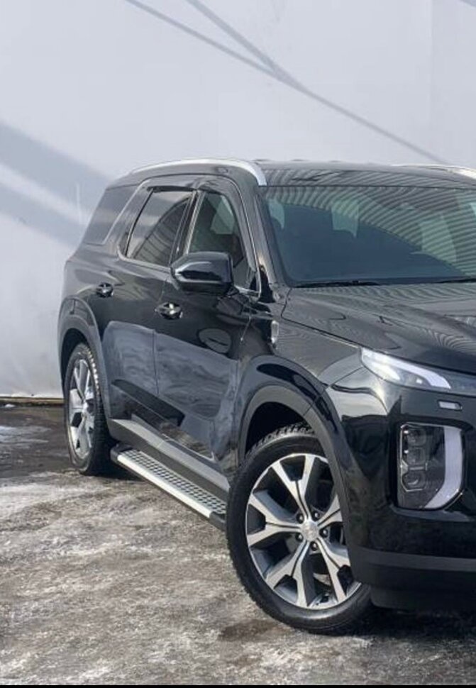 Пороги площадки (подножки) "Bmw-Style круг" Rival для Hyundai Palisade 2020-н.в., 193 см, 2 шт., алюминий, D193AL.2311.1 с доставкой по всей России