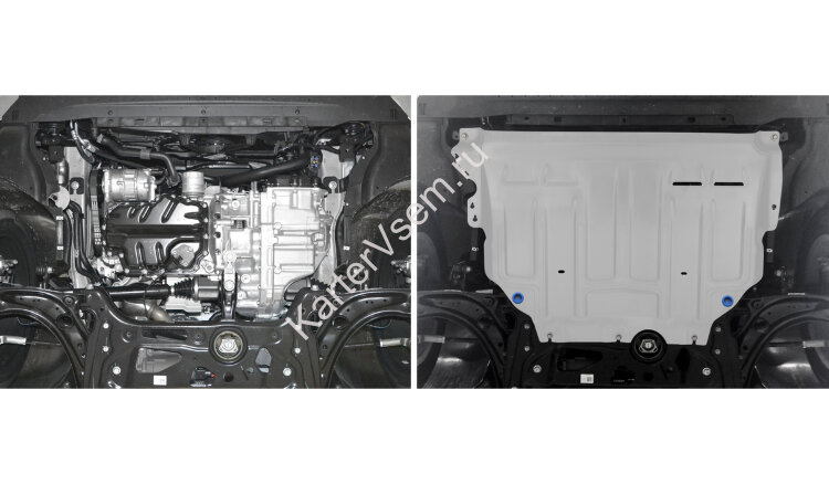 Защита картера и КПП Rival для Seat Leon III 2013-2015, штампованная, алюминий 3 мм, с крепежом, 333.5128.1