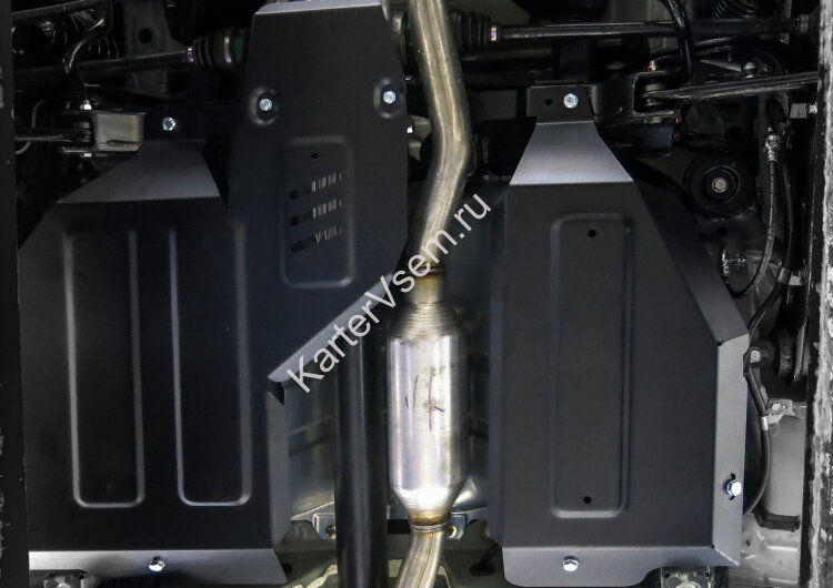 Защита топливного бака и редуктора АвтоБроня для Mitsubishi Outlander III 4WD 2012-2018, штампованная, сталь 1.8 мм, 2 части, с крепежом, 111.04054.1