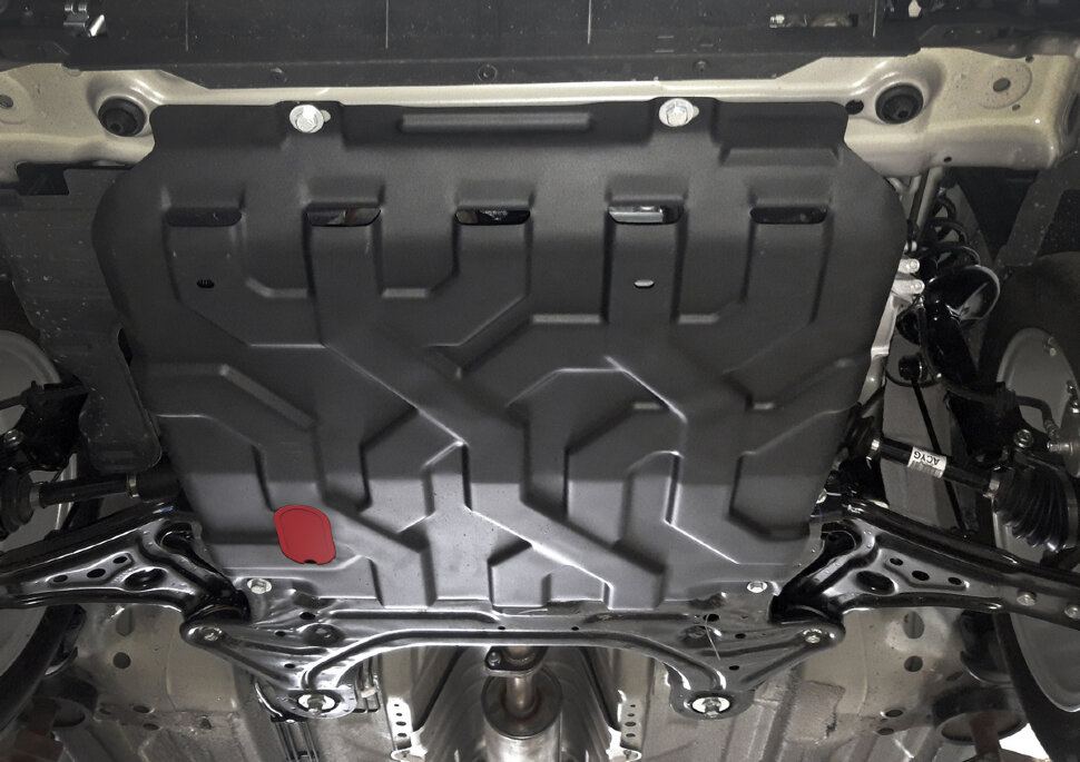 Защита картера и КПП АвтоБроня для Chevrolet Aveo T250 рестайлинг 2006-2012, сталь 1.8 мм, с крепежом, штампованная, 111.01026.1