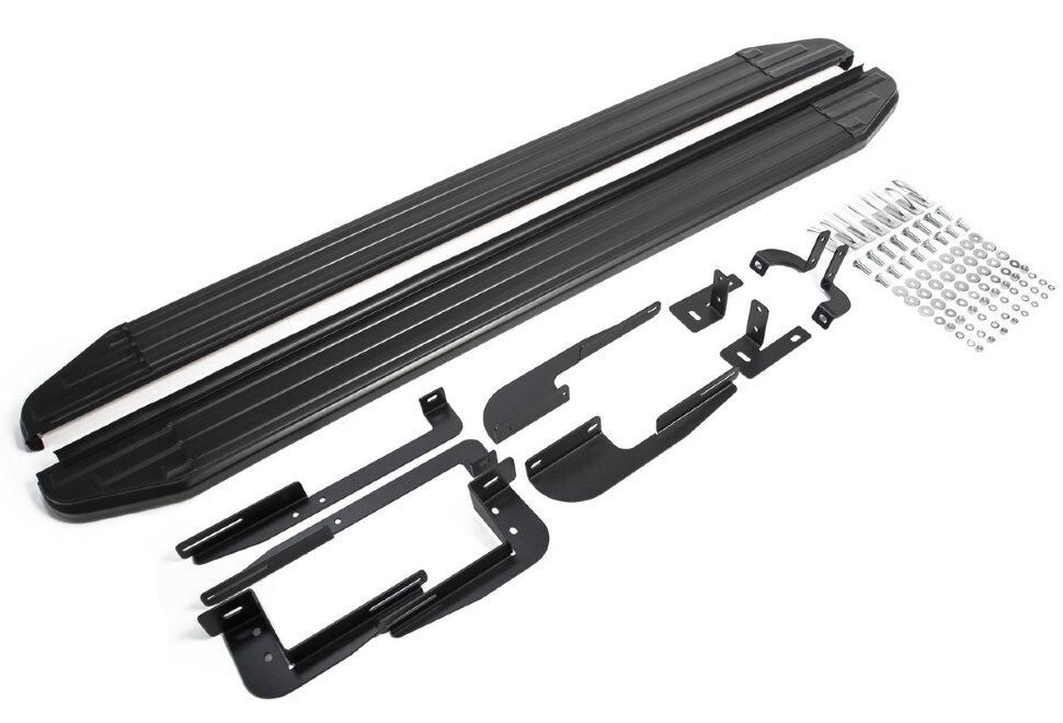 Пороги площадки (подножки) "Premium-Black" Rival для Hyundai ix35 2010-2015, 173 см, 2 шт., алюминий, A173ALB.2303.2 с инструкцией и сертификатом