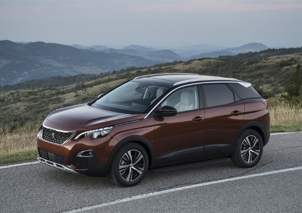 Пороги площадки (подножки) "Premium-Black" Rival для Peugeot 3008 II 2016-н.в., 180 см, 2 шт., алюминий, A180ALB.4301.1 купить недорого