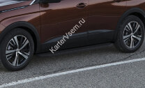 Пороги площадки (подножки) "Premium-Black" Rival для Peugeot 3008 II 2016-н.в., 180 см, 2 шт., алюминий, A180ALB.4301.1