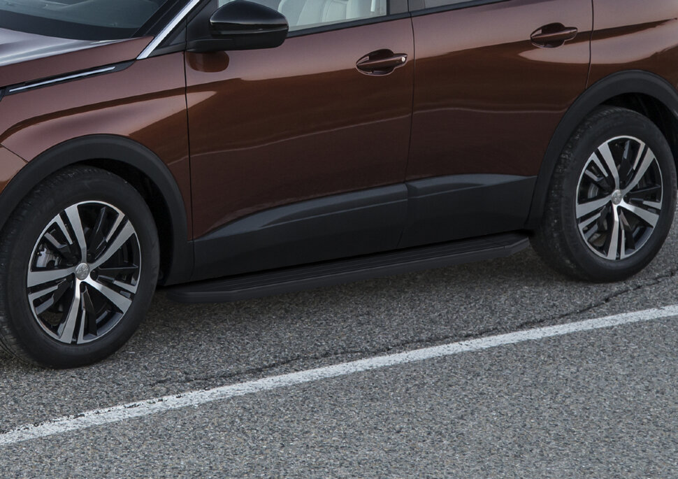 Пороги площадки (подножки) "Premium-Black" Rival для Peugeot 3008 II 2016-н.в., 180 см, 2 шт., алюминий, A180ALB.4301.1 с доставкой по всей России