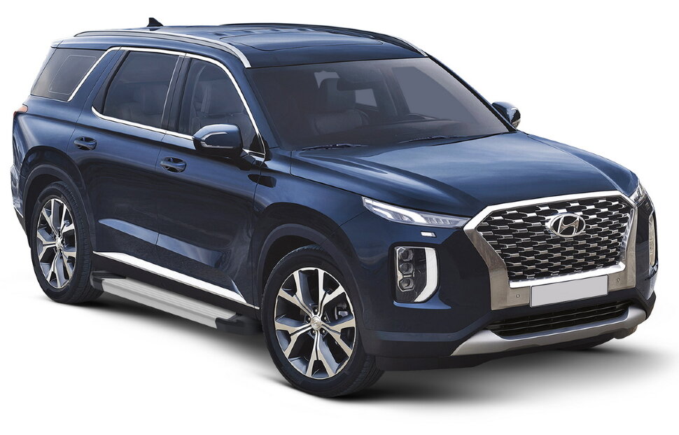 Пороги площадки (подножки) "Silver" Rival для Hyundai Palisade 2020-н.в., 193 см, 2 шт., алюминий, F193AL.2311.1 купить недорого