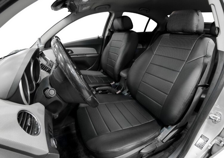 Авточехлы Rival Строчка (зад. спинка 40/60) для сидений Mitsubishi Lancer X поколение рестайлинг седан 2011-2017, эко-кожа, черные, SC.4003.1