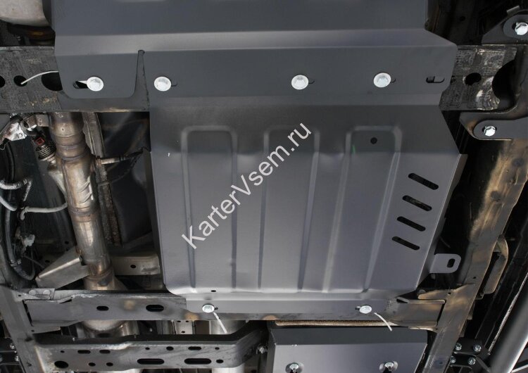 Защита РК Rival для Nissan Pathfinder R51 рестайлинг 2010-2014 (устанавл-ся совместно с 2111.4166.2.3), сталь 3 мм, 2 части , с крепежом, штампованная, 2111.4167.1.3