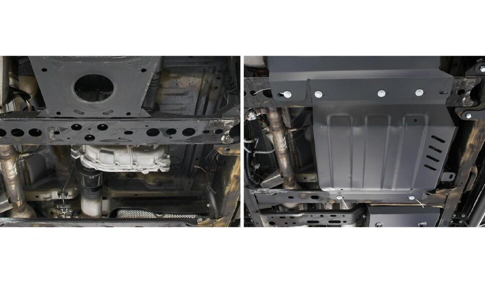Защита РК Rival для Nissan Pathfinder R51 рестайлинг 2010-2014 (устанавл-ся совместно с 2111.4166.2.3), сталь 3 мм, 2 части , с крепежом, штампованная, 2111.4167.1.3