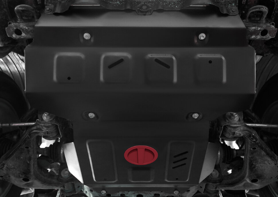 Защита радиатора и картера АвтоБроня (часть 1) для Toyota Hilux VIII рестайлинг 4WD (только со штатным бампером) 2018-2020 2020-н.в., штампованная, сталь 1.8 мм, без крепежа, 1.09501.1