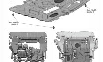 Защита картера и КПП АвтоБроня для Chevrolet Cobalt II поколение 2011-2016 2020-н.в., сталь 1.8 мм, с крепежом, штампованная, 111.01027.1