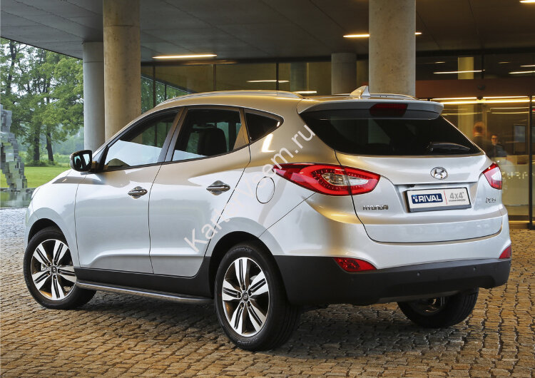 Пороги на автомобиль "Premium" Rival для Hyundai ix35 2010-2015, 173 см, 2 шт., алюминий, A173ALP.2303.2