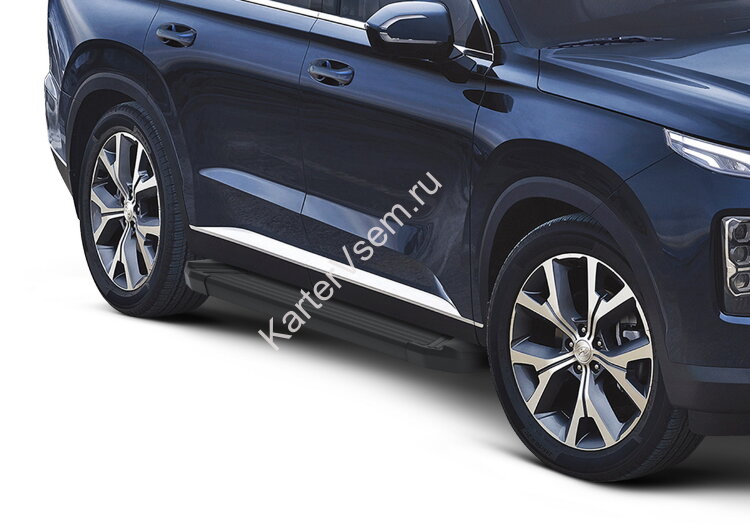 Пороги площадки (подножки) "Black" Rival для Hyundai Palisade 2020-н.в., 193 см, 2 шт., алюминий, F193ALB.2311.1