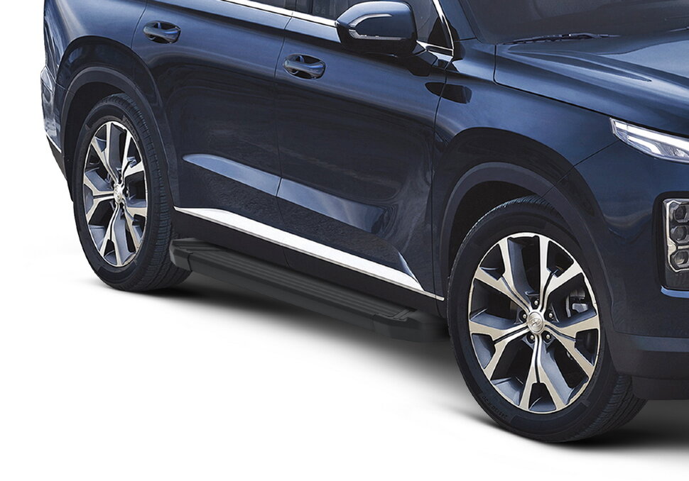 Пороги площадки (подножки) "Black" Rival для Hyundai Palisade 2020-н.в., 193 см, 2 шт., алюминий, F193ALB.2311.1 с доставкой по всей России