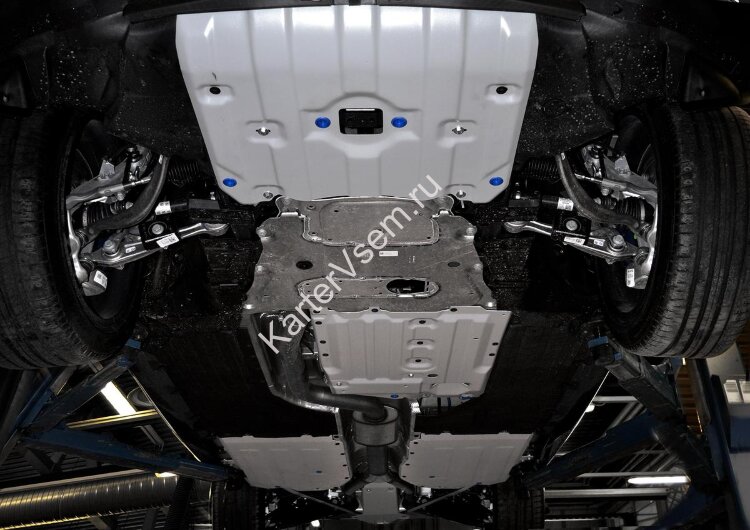 Защита радиатора, картера, КПП, РК, топливного бака и редуктора Rival для BMW X5 G05 (xDrive40i) 2018-н.в., штампованная, алюминий 3 мм, с крепежом, 5 частей, K333.0534.1