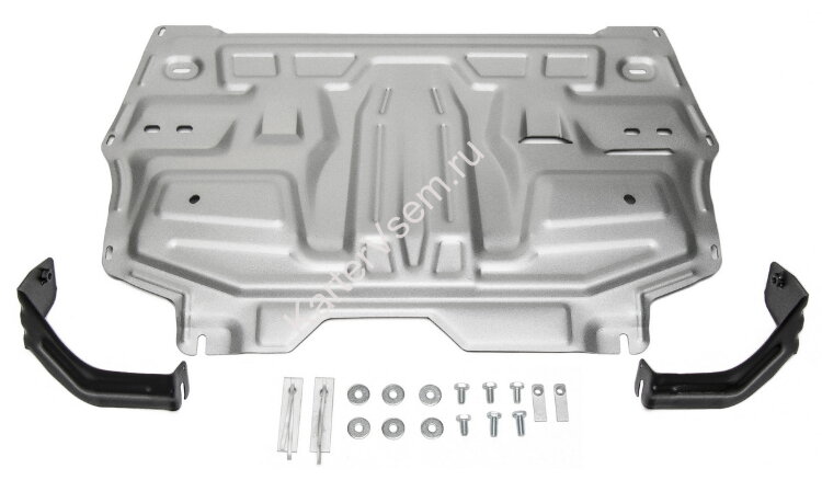 Защита картера и КПП Rival для Skoda Fabia RS II 2010-2014, штампованная, алюминий 3 мм, с крепежом, 333.5842.1