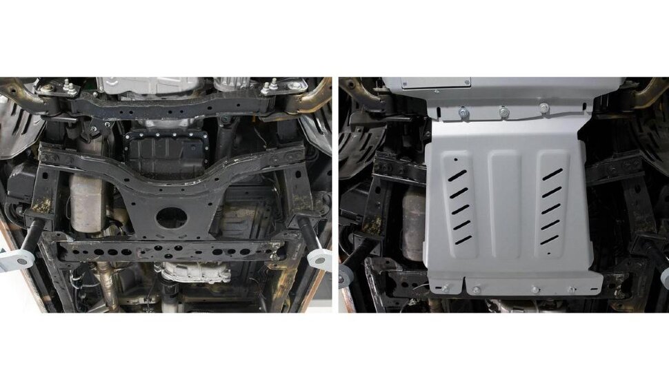 Защита КПП Rival для Nissan Pathfinder R51 рестайлинг 2010-2014, алюминий 3.8 мм, с крепежом, штампованная, 333.4166.2
