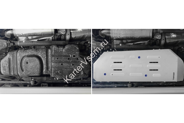 Защита топливного бака Rival для Toyota 4Runner 2013-н.в., алюминий 6 мм, с крепежом, штампованная, 2333.9544.1.6