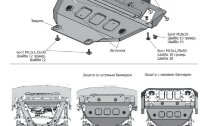 Защита радиатора Rival для Isuzu D-Max II 2012-2021 (под алюминиевый и штатный бампер), сталь 3 мм, с крепежом, штампованная, 2111.9110.1.3
