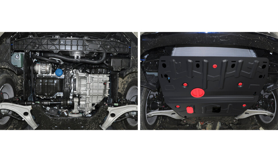 Защита картера и КПП АвтоБроня для Hyundai i40 2011-2019, штампованная, сталь 1.8 мм, с крепежом, 111.02342.1