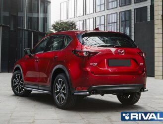 Защита заднего бампера d42 Уголки + комплект крепежа, RIVAL, Mazda CX-5 2017-