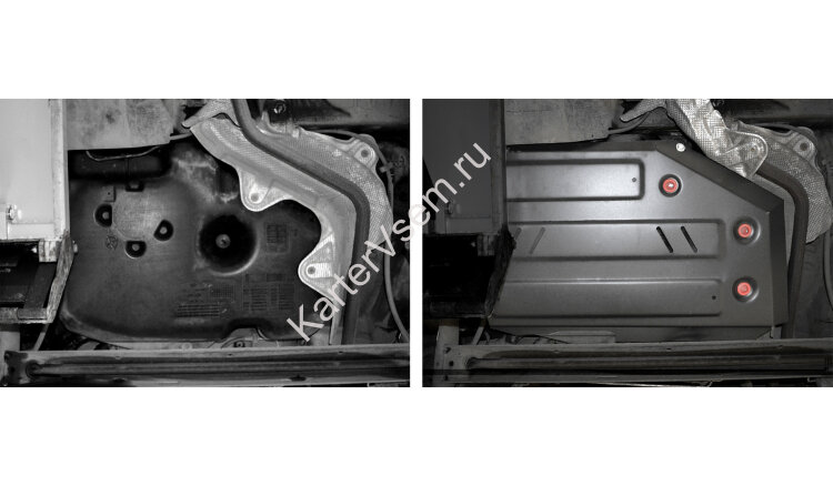 Защита топливного бака АвтоБроня для Renault Sandero Stepway II рестайлинг 2018-н.в., штампованная, сталь 1.8 мм, с крепежом, 111.06031.1