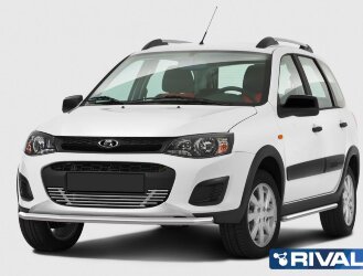 Защита переднего бампера d42 + комплект крепежа, RIVAL, Lada Kalina Cross 2014-