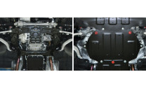 Защита картера АвтоБроня (часть 2) для Hyundai Genesis II (V - 3.0; 3.8) 4WD 2014-2017 (устанавл-ся совместно с 111.02353.1), штампованная, сталь 1.8 мм, с крепежом, 111.02354.1