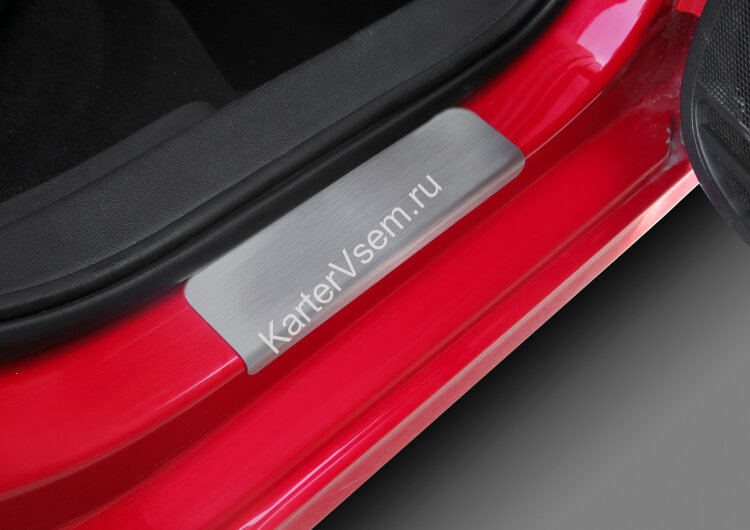 Накладки на пороги Rival для Volkswagen Jetta VI 2010-2019, нерж. сталь, с надписью, 4 шт., NP.5805.3 с инструкцией и сертификатом