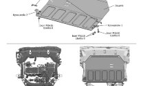 Защита картера и КПП Rival для Mitsubishi Eclipse Cross 2018-2021, штампованная, алюминий 3 мм, с крепежом, 333.4050.1