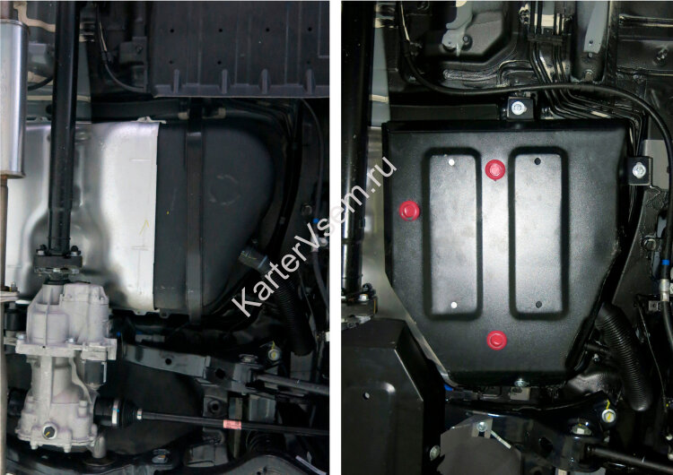 Защита топливного бака АвтоБроня для Hyundai ix35 4WD 2010-2015, штампованная, сталь 1.8 мм, с крепежом, 111.02828.1