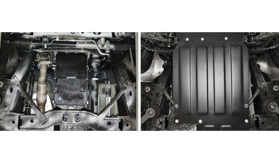Защита КПП АвтоБроня для Kia Mohave 2008-2020 (устанавл-ся совместно с 111.02814.1), штампованная, сталь 1.8 мм, с крепежом, 111.02815.1