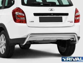 Защита заднего бампера d42 скоба + комплект крепежа, RIVAL, Lada Kalina Cross 2014-