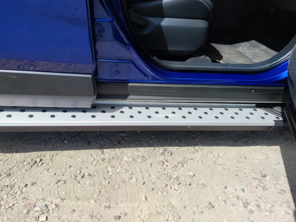 Пороги площадки (подножки) "Bmw-Style круг" Rival для Hyundai ix35 2010-2015, 173 см, 2 шт., алюминий, D173AL.2303.2 высокого качества