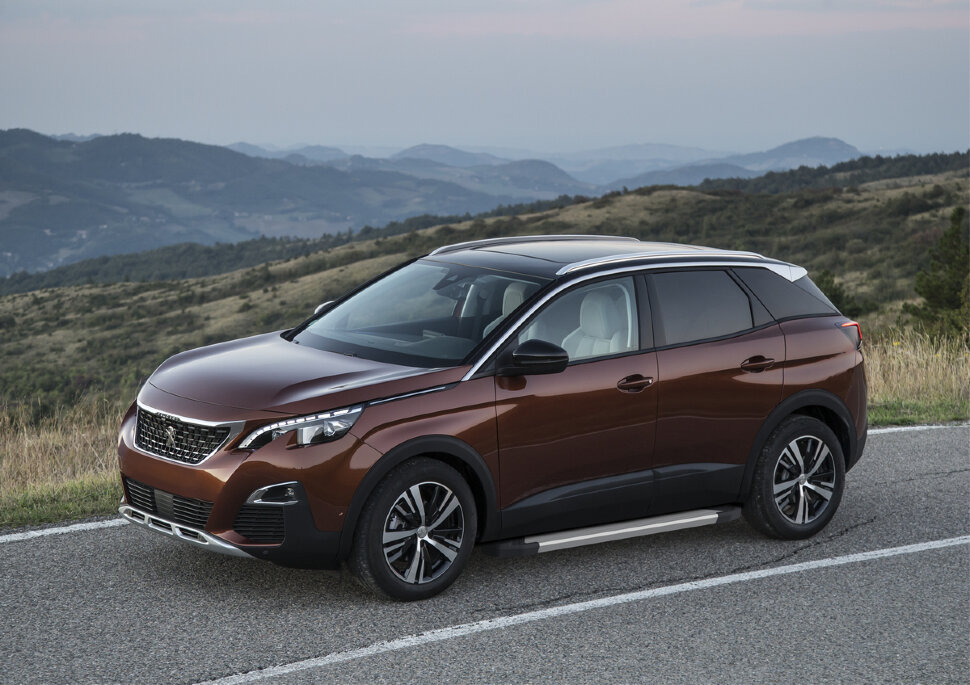 Пороги площадки (подножки) "Silver" Rival для Peugeot 3008 II 2016-н.в., 180 см, 2 шт., алюминий, F180AL.4301.1 купить недорого