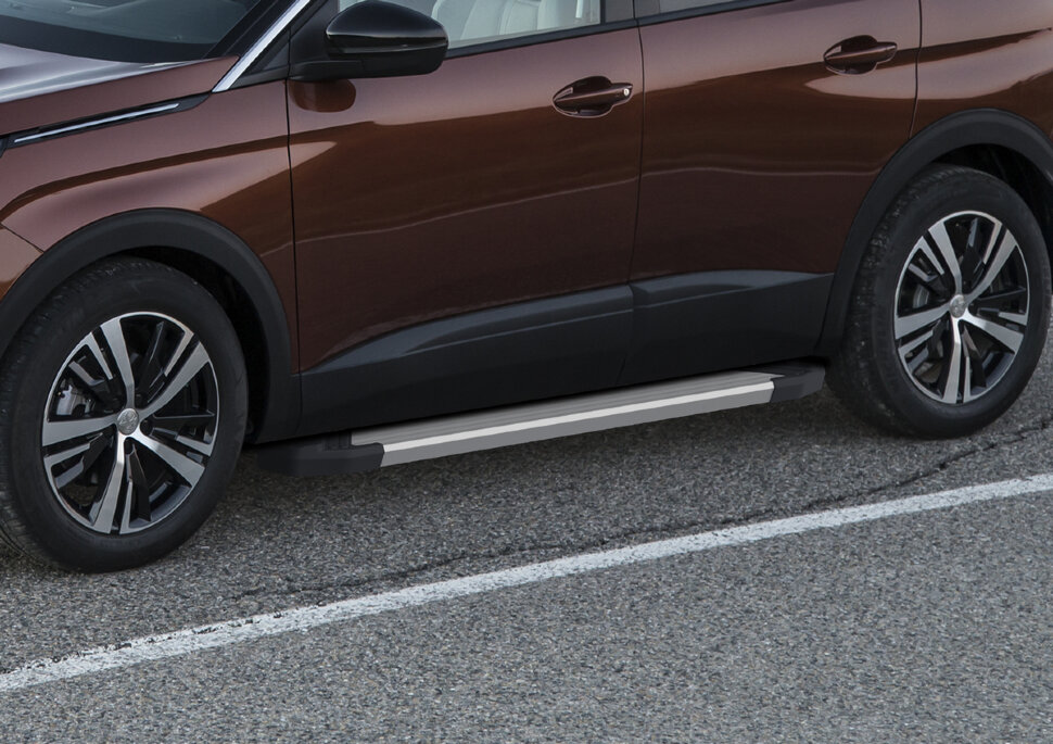 Пороги площадки (подножки) "Silver" Rival для Peugeot 3008 II 2016-н.в., 180 см, 2 шт., алюминий, F180AL.4301.1 с доставкой по всей России