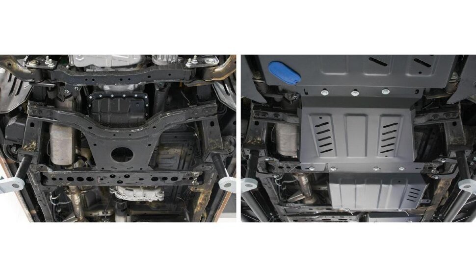 Защита КПП Rival для Nissan Pathfinder R51 рестайлинг 2010-2014 (устанавл-ся совместно с 2111.4165.2.3), сталь 3 мм, с крепежом, штампованная, 2111.4166.2.3