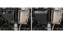 Защита топливного бака АвтоБроня для Nissan Terrano III 4WD 2014-2017 2017-н.в., штампованная, сталь 1.5 мм, с крепежом, 111.04718.1