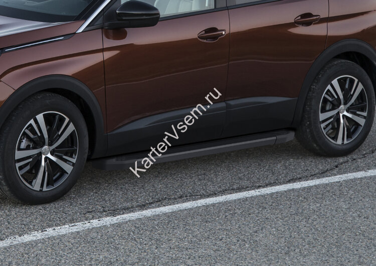 Пороги площадки (подножки) "Black" Rival для Peugeot 3008 II 2016-н.в., 180 см, 2 шт., алюминий, F180ALB.4301.1