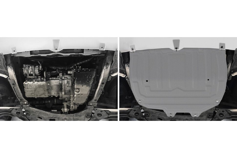 Защита картера и КПП Rival (увеличенная) для Chery Tiggo 7 Pro Max 2022-н.в., алюминий 3 мм, с крепежом, штампованная, 333.0920.2