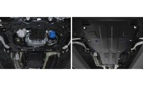 Защита картера, КПП и РК Rival для Genesis G70 4WD 2018-2021 2021-н.в., сталь 1.8 мм, 2 части , с крепежом, штампованная, K111.2841.1