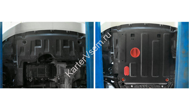 Защита картера и КПП АвтоБроня для Haima M3 МКПП 2014-2016, штампованная, сталь 1.8 мм, с крепежом, 111.07003.1