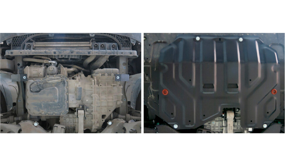 Защита картера и КПП АвтоБроня (усиленная) для Hyundai ix35 2010-2015, штампованная, сталь 1.8 мм, с крепежом, 111.02323.2