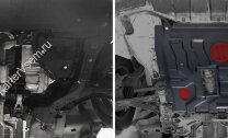 Защита картера и КПП АвтоБроня для Ravon R4 2016-2020, сталь 1.8 мм, с крепежом, штампованная, 111.01027.1
