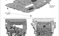 Защита картера и КПП АвтоБроня для Ravon R4 2016-2020, сталь 1.8 мм, с крепежом, штампованная, 111.01027.1