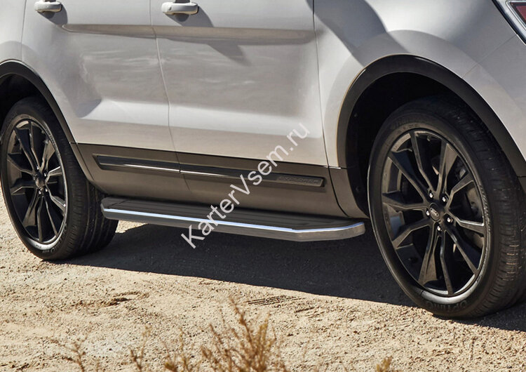 Пороги на автомобиль "Premium" Rival для Ford Explorer V 2010-2019, 193 см, 2 шт., алюминий, A193ALP.1802.1