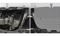 Защита картера, КПП, пыльников левого и правого Rival (увеличенная) для Chery Tiggo 4 I поколение рестайлинг 2019-н.в., алюминий 3 мм, с крепежом, штампованная, 333.0921.2