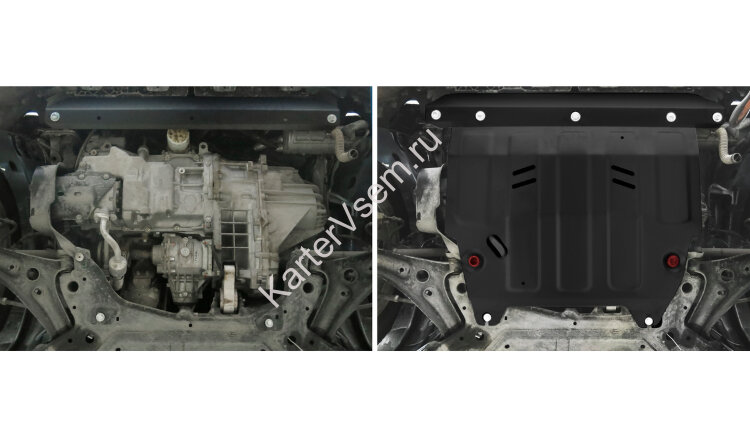 Защита картера и КПП АвтоБроня для Ford EcoSport 2014-2018, штампованная, сталь 1.8 мм, с крепежом, 111.01852.1