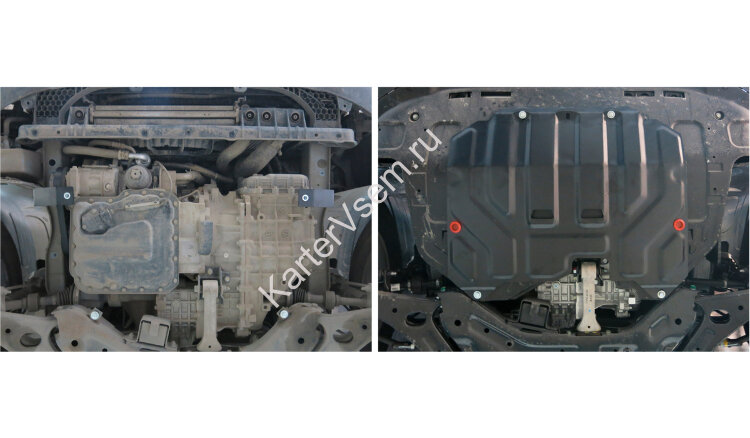 Защита картера и КПП АвтоБроня для Hyundai ix35 2010-2015, штампованная, сталь 1.8 мм, с крепежом, 111.02352.1