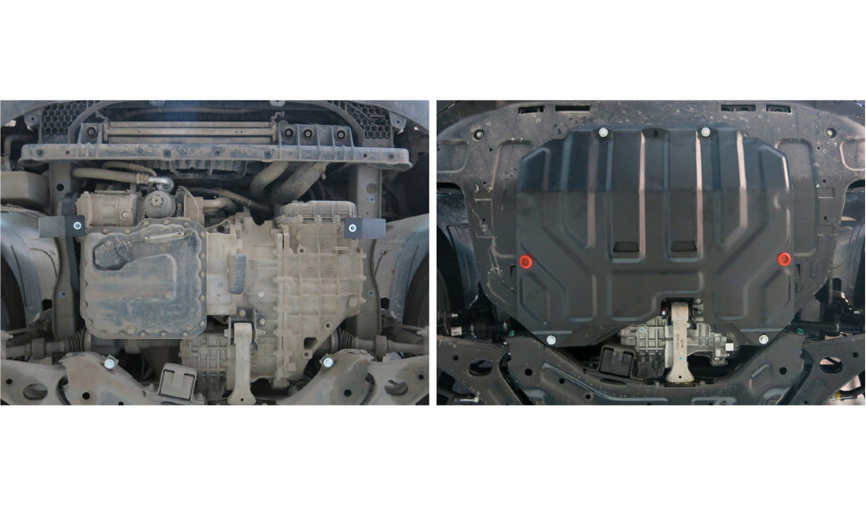 Защита картера и КПП АвтоБроня для Hyundai ix35 2010-2015, штампованная, сталь 1.8 мм, с крепежом, 111.02352.1