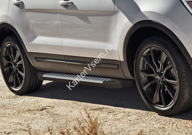Пороги на автомобиль "Bmw-Style круг" Rival для Ford Explorer V 2010-2019, 193 см, 2 шт., алюминий, D193AL.1802.1